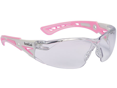 Bolle Safety RUSH+ Small Z87+ Safety Glasses (Model: Clear Lens / Pink & White Frame)