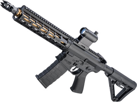 EMG Falkor Phantom AR-15 w/ Double-Jacketed Barrel & eSilverEdge Gearbox M4 Airsoft AEG (Color: Shiny Gold Barrel / RS-3 Stock)