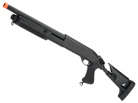 CYMA Standard M870 3-Round Burst Multi-Shot Shell Loading Airsoft Shotgun (Model: Retractable Stock CQB)