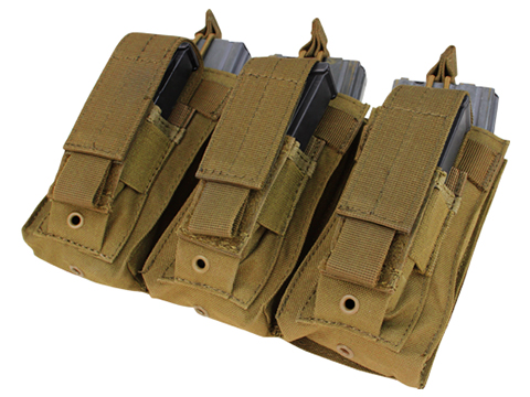 Condor Tactical Open Top Triple AR15 / M4 / M16 / 5.56 NATO w/ Triple Hook & Loop Flap Magazine Pouch (Color: Coyote Brown)