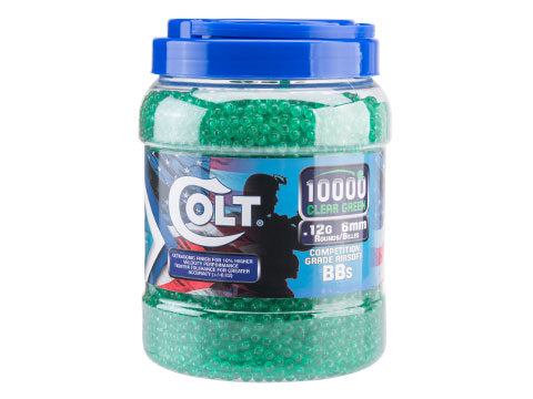 SoftAir Colt-Licensed .12g Competition Grade 6mm BBs (Model: 10,000 Round Jar / Clear Green)