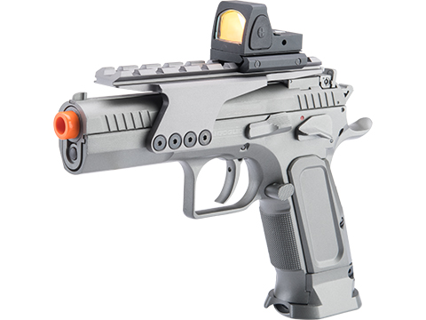 Cybergun Tanfoglio Licensed Limited Edition Custom Airsoft GBB Pistol by KWC (Model: Pistol w/ Sight Rail / Silver)