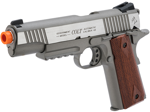 Colt Licensed 1911 Tactical Full Metal CO2 Airsoft Gas Blowback Pistol by KWC (Model: Stainless Railed / Gun Only)