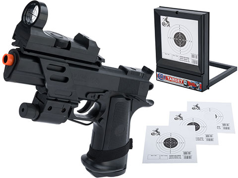 Colt Licensed MK IV Spring Powered Airsoft Pistol with Laser and Red Dot - Pistol / Target Package