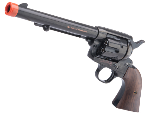 Cybergun Colt Licensed SAA .45 Peacemaker Gas Powered Airsoft Revolver by King Arms (Model: Cavalry Barrel / Electroplated Black)