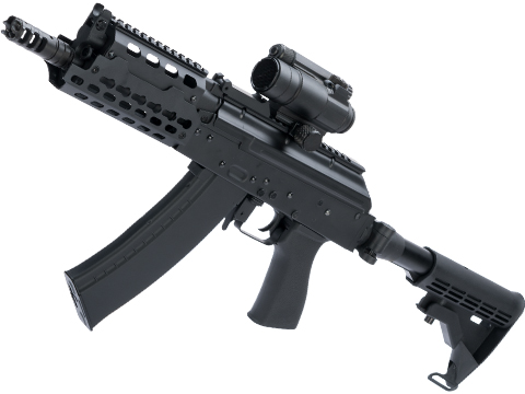 CYMA Stamped Steel AK-74 Custom Airsoft AEG Rifle w/ Folding Stock & Keymod Rail (Color: Black / CQB)