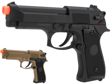 Airsoft-Pistolet électrique M9 AEP Tan CM126 / Mode Coup Unique ou  rafales/Couleur Tan/Plastique et métal/Puissance 0.5 Joule : :  Sports et Loisirs