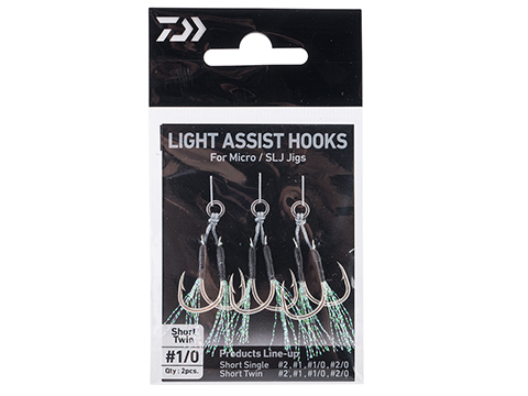 Daiwa Short Twin Light Assist Hooks for SLJ Jigs 