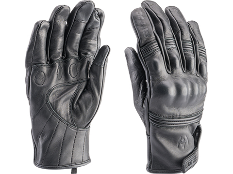 Damascus Gear All-Leather Gloves w/ Knuckle Armor (Color: Black / Large)