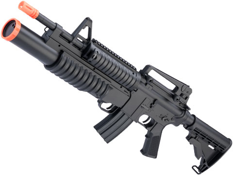Double Eagle Full Size M4 RIS Airsoft Low Power Airsoft Electric Rifle w/ Underbarrel M203 Shotgun Launcher