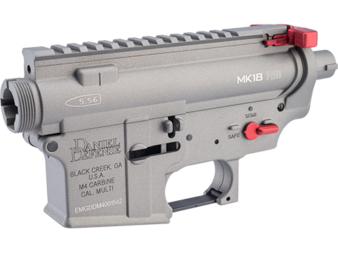 EMG Daniel Defense Licensed RIS III Ver. 2 Receiver Set for M4 Airsoft AEG Rifles (Color: Gun Metal Grey / Red)