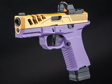 EMG F-1 Firearms Licensed BSF-19 Optics Ready CO2 Powered 7~8mm Gel Ball Pistol (Color: Purple-Gold)