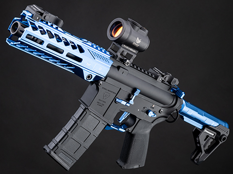 6mmProShop Strike Industries Licensed Sentinel M4 Airsoft AEG Rifle by E&C (Color: Blue / 7 GRIDLOK LITE / 350FPS)