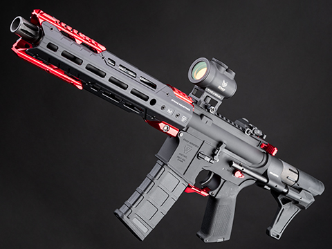 6mmProShop Strike Industries Licensed M4 Airsoft AEG Rifle w/ GRIDLOK® Handguard System by E&C (Color: Red PDW / 11 RIS / 350 FPS)