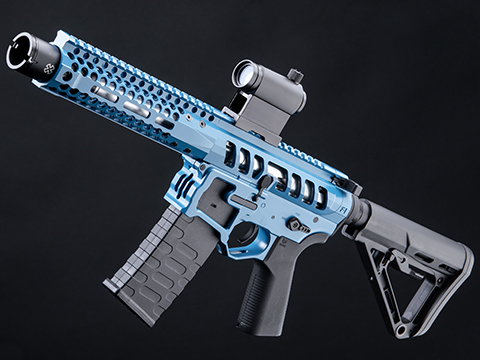 EMG F-1 Firearms PDW AR15 eSilverEdge Airsoft AEG Training Rifle (Model: 3G Style 2 / RS3 / Blue / Go Airsoft Package)