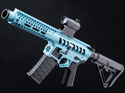 EMG F-1 Firearms PDW AR15 eSilverEdge Airsoft AEG Training Rifle (Model: 3G Style 2 / RS3 / Teal / Go Airsoft Package)