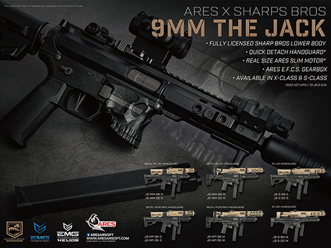 EMG / Sharps Bros Licensed Jack9 Metal Receiver Advanced EFCS Pistol Caliber Carbine Airsoft AEG (Model: M-LOK SBR / Black)