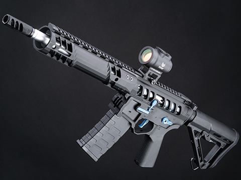EMG F-1 Firearms UDR-15 Skeletonized AR-15 eSilverEdge Airsoft AEG Rifle w/ C7M M-LOK Handguard (Color: Black & Blue / SBR / Gun Only)