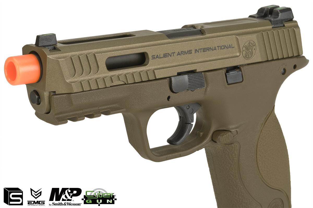 EMG SAI Smith Wesson Licensed M P Full Size Airsoft GBB Pistol Package Tan Gun Only