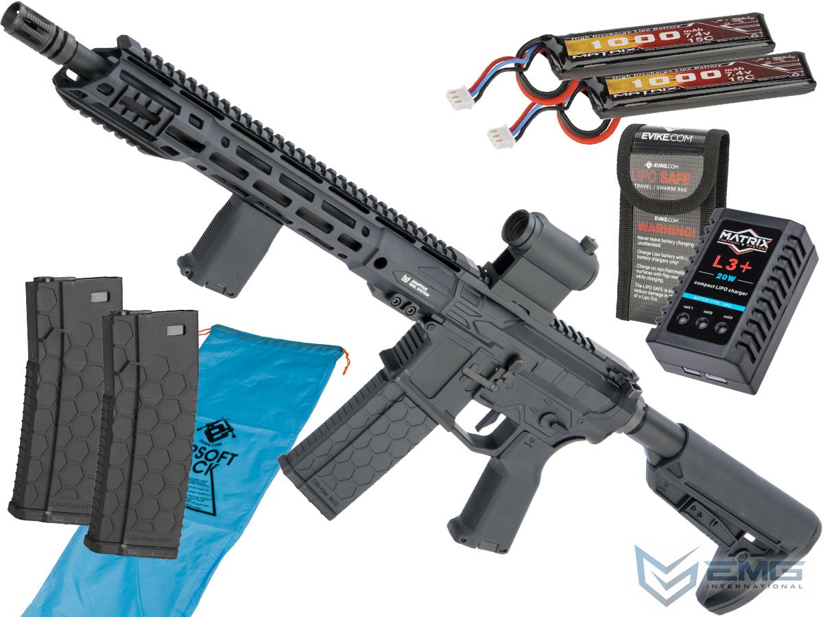 EMG F4 Defense Licensed F4-15 ARS-L M-LOK M4 Airsoft AEG Rifle (Model:  Carbine / Black / Go Airsoft Package) | EMG Arms