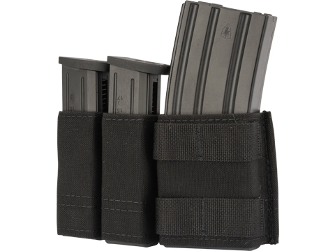 Esstac Side-BY-Side 1+2 5.56 / Double Stack Pistol KYWI Mag Pouch w/ Fight Light MALICE Clips (Color: Black)