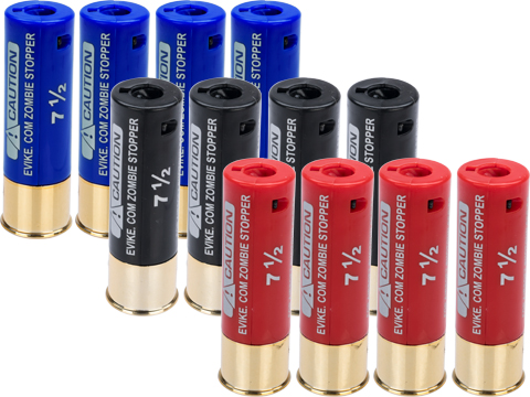 Evike Zombie Stopper 30 Round Shells for Multi & Single-Shot Airsoft Shotguns (Color: Red, Blue, Black / 12 Pack)