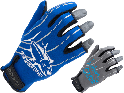 Fishing.Evike Shark Skin 3-Finger Deep Sea Fishing Gloves (Style: Blue / Large)