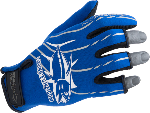 Fishing.Evike Shark Skin 3-Finger Deep Sea Fishing Gloves (Style: Blue / Medium)