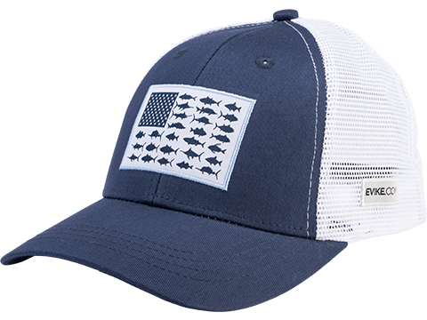 Evike.com Helium Armour UPF Curved Brim Baseball Cap (Color: Navy-White / USA Fish Flag)