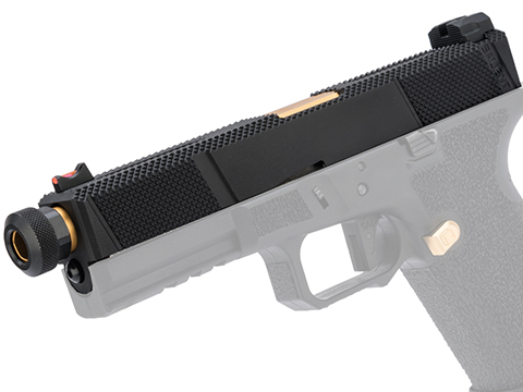 EMG / Salient Arms International Slide Kits for BLU Gas Blowback Training Pistols by G&P (Model: Utility Slide / Gold Barrel)