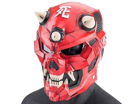 Evike.com R-Custom Fiberglass Oni Full Face Mask (Color: Red / Medium / Clear Lens)