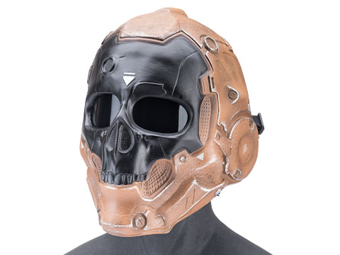 Evike.com R-Custom Fiberglass Cyberskull Full Face Mask (Color: Desert / Clear Lens / Large)