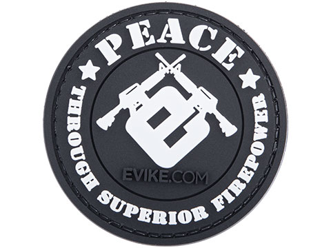 Evike.com Peace Through Superior Firepower PVC Morale Patch (Color: Black)