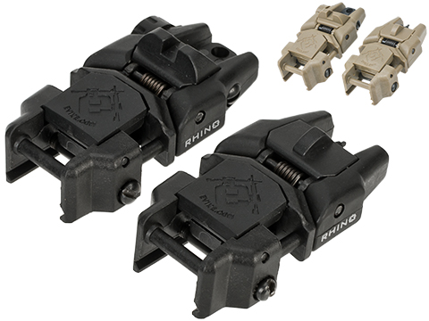 Dual-Profile Rhino Flip-up Rifle / SMG Sights by Evike - Front & Rear (Color: Black)