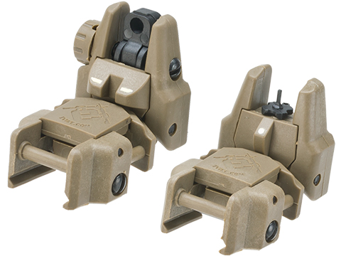 Dual-Profile Rhino Flip-up Rifle / SMG Sights by Evike - Front & Rear (Color: Dark Earth)