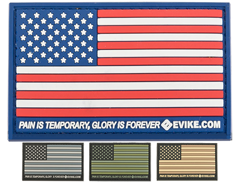 Evike.com US Flag PVC Hook and Loop Patch (Color: Full Color / Regular)