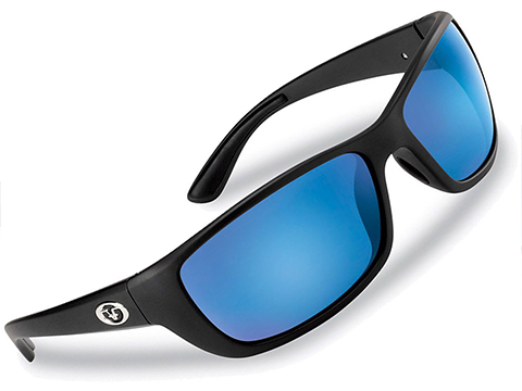 Flying Fisherman Cay Sal Polarized Sunglasses (Color: Matte Black w/ Smoke-Blue Mirror Lens)