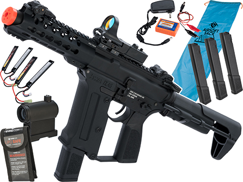 KWA Ronin Tekken Pistol Caliber AR Airsoft AEG Rifle (Model: TK.45c AEG 2.5 / Black / Go Airsoft Package)