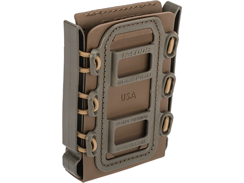G-Code Soft Shell Scorpion Rifle Magazine Carrier with R1 Molle Clips (Color: Green Frame / Tan Shell)