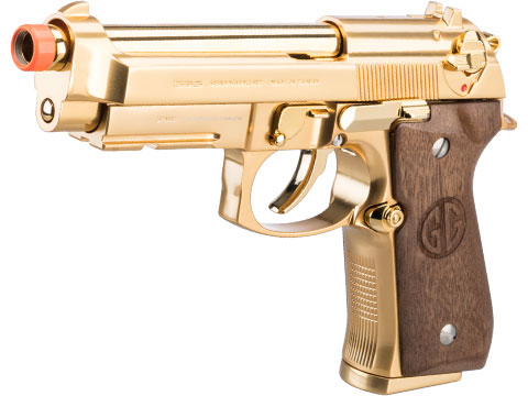 G&G GPM92 GP2 Gas Blowback Airsoft Pistol (Color: Gold / Walnut Wood Grips)