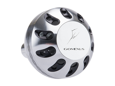 Gomexus Round Power Knob for Spinning Reel (Color: Silver-Black / 41mm)