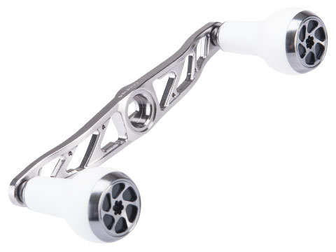 Gomexus Reel Handle w/ TPE Knobs for Baitcasting Reel (Model: White-Black Silver Handle / 120mm / 8x5mm)