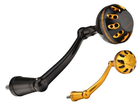 Gomexus Reel Handle w/ Round Power Knob for Penn Spinfisher VI (Color: Gold-Black / 65mm)