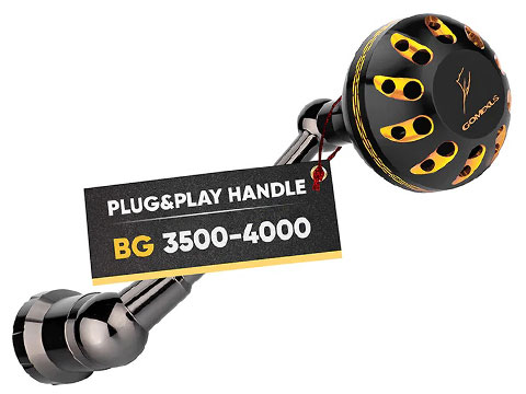 Gomexus Tackle Plug & Play Power Handle for Daiwa BG Spinning Reels (Model: 3500 - 4500 / Black Handle)