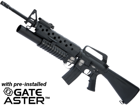 G&P Scar Face M16A1 VN w/ M203 Grenade Launcher Airsoft AEG Rifle and GATE ASTER Programmable MOSFET