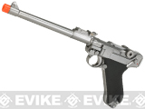 WE WWII Full Size / Metal Luger Airsoft Gas Blowback  (Color: Silver / 8 Inch)