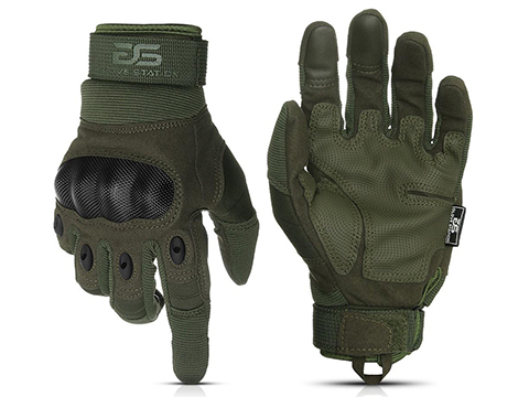 Glove Station The Combat Hard Knuckle Full Finger Tactical Gloves (Color: Green / Large)