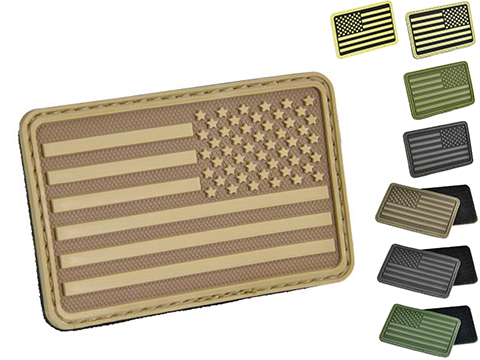 Hazard 4 US Flag Rubber Hook and Loop Patch (Style: Right Arm / Black)