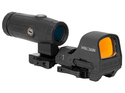 HOLOSUN HS510C Solar / Battery Powered Open Reflex Sight w/ Dual Reticle & HM3X Magnifier Combination