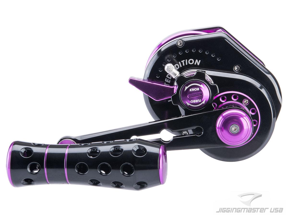 Jigging Master VIP Limited Edition Wiki Violent Slow Lever Wind Fishing  Reel w/ Automatic Line Guide (Model: 2000XH / Left Hand / Black / Purple)